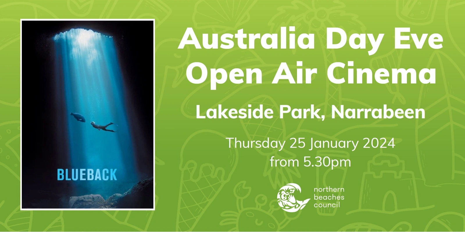 Australia Day Eve Open Air Cinema - Lakeside Park, Narrabeen - Thursday 25 January 2024