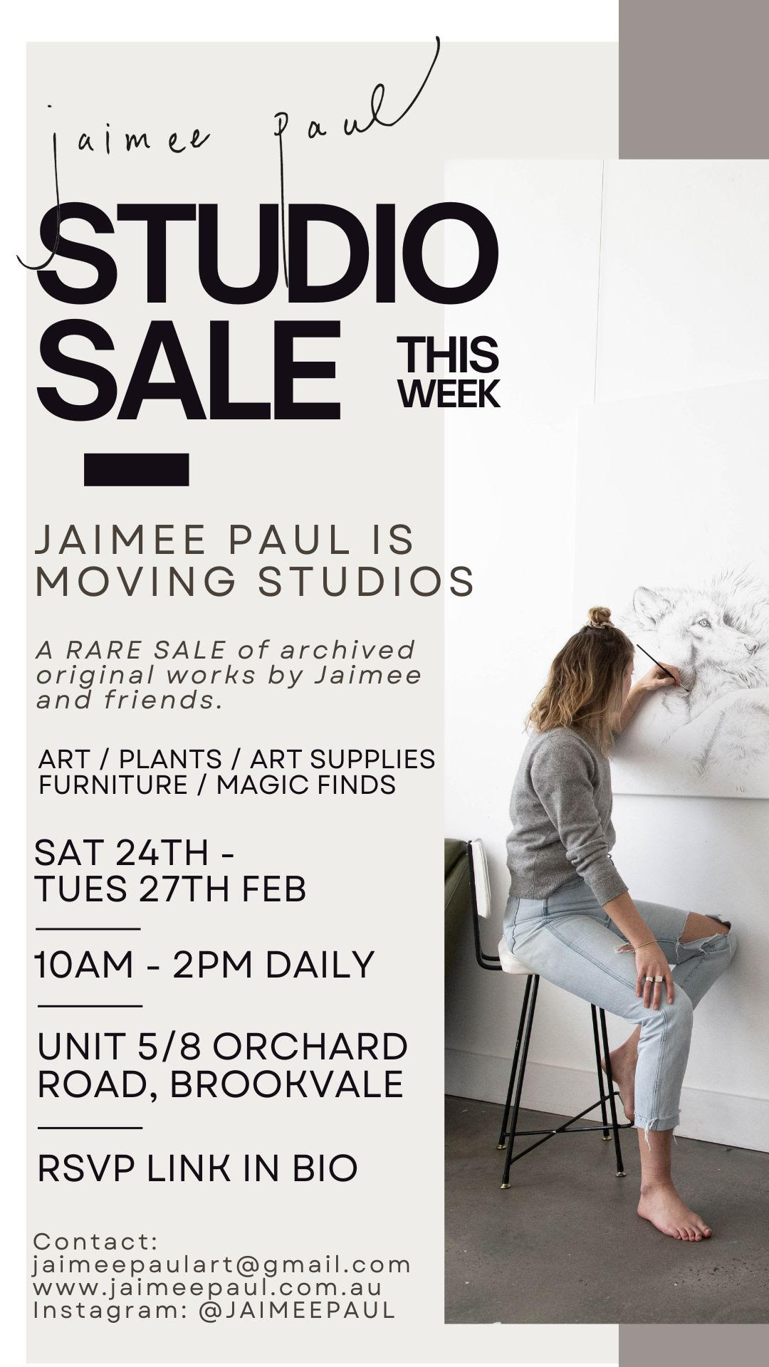Jaimee Paul' Art Studio Sale